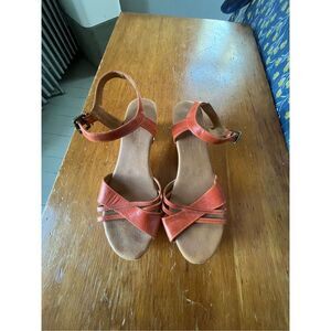Cordani orange leather sandals with wooden heels 10